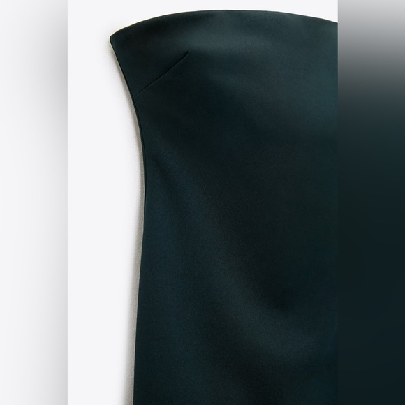 ZARA Green Black Sculpting Structured Strapless Dress - Picture 5 of 12